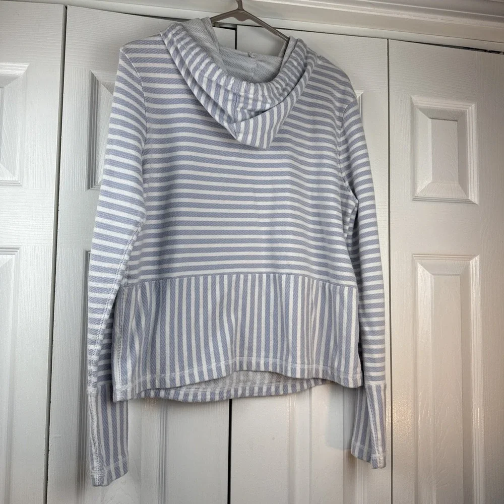 J. Crew Hoodie Womens Large Blue Striped Pullover Cotton‎ Beach - Picture 5 of 8